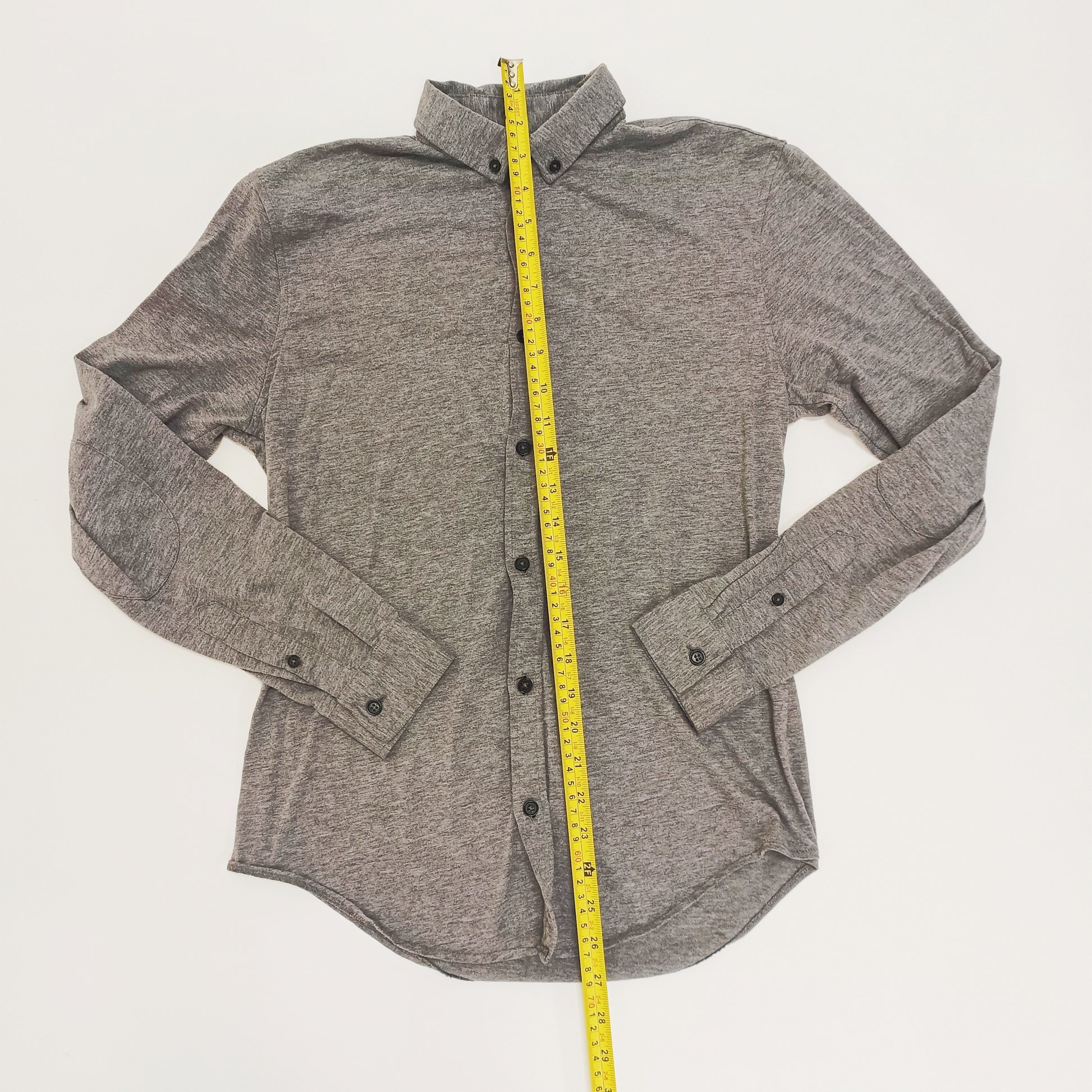 Grey Slim Fit Jersey Long Sleeve Mens Shirt Size Small | Preloved