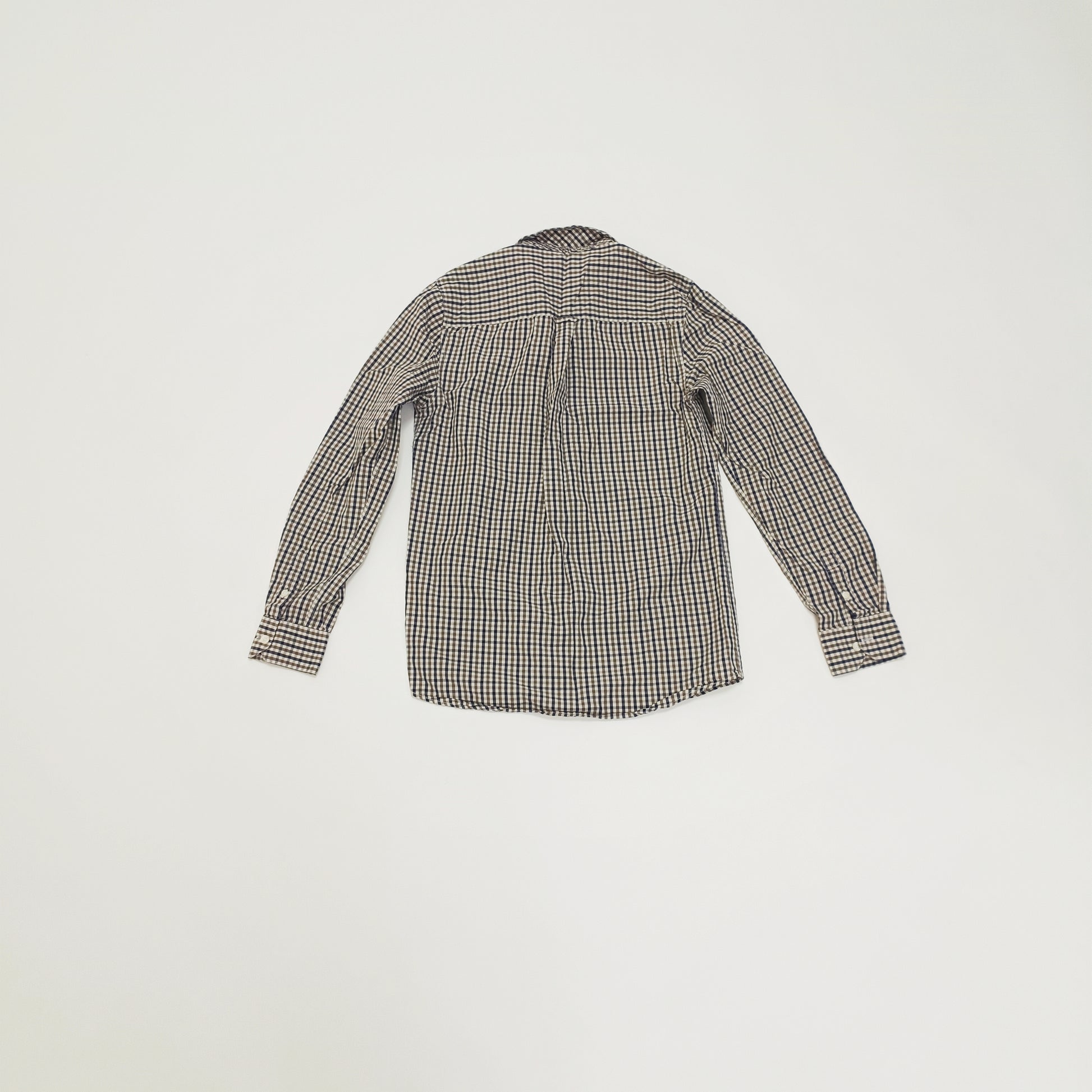 Brown & Blue Checked Long Sleeve Mens Shirt Size Extra Small | Preloved