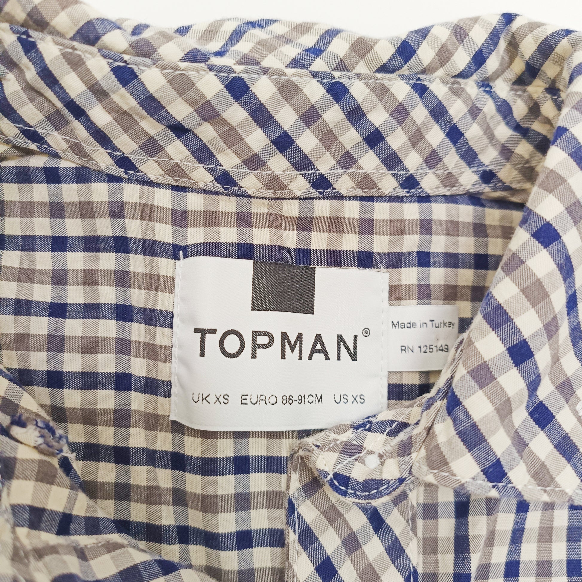 Brown & Blue Checked Long Sleeve Mens Shirt Size Extra Small | Preloved