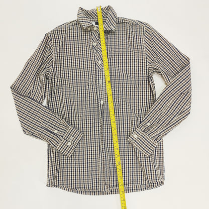 Brown & Blue Checked Long Sleeve Mens Shirt Size Extra Small | Preloved