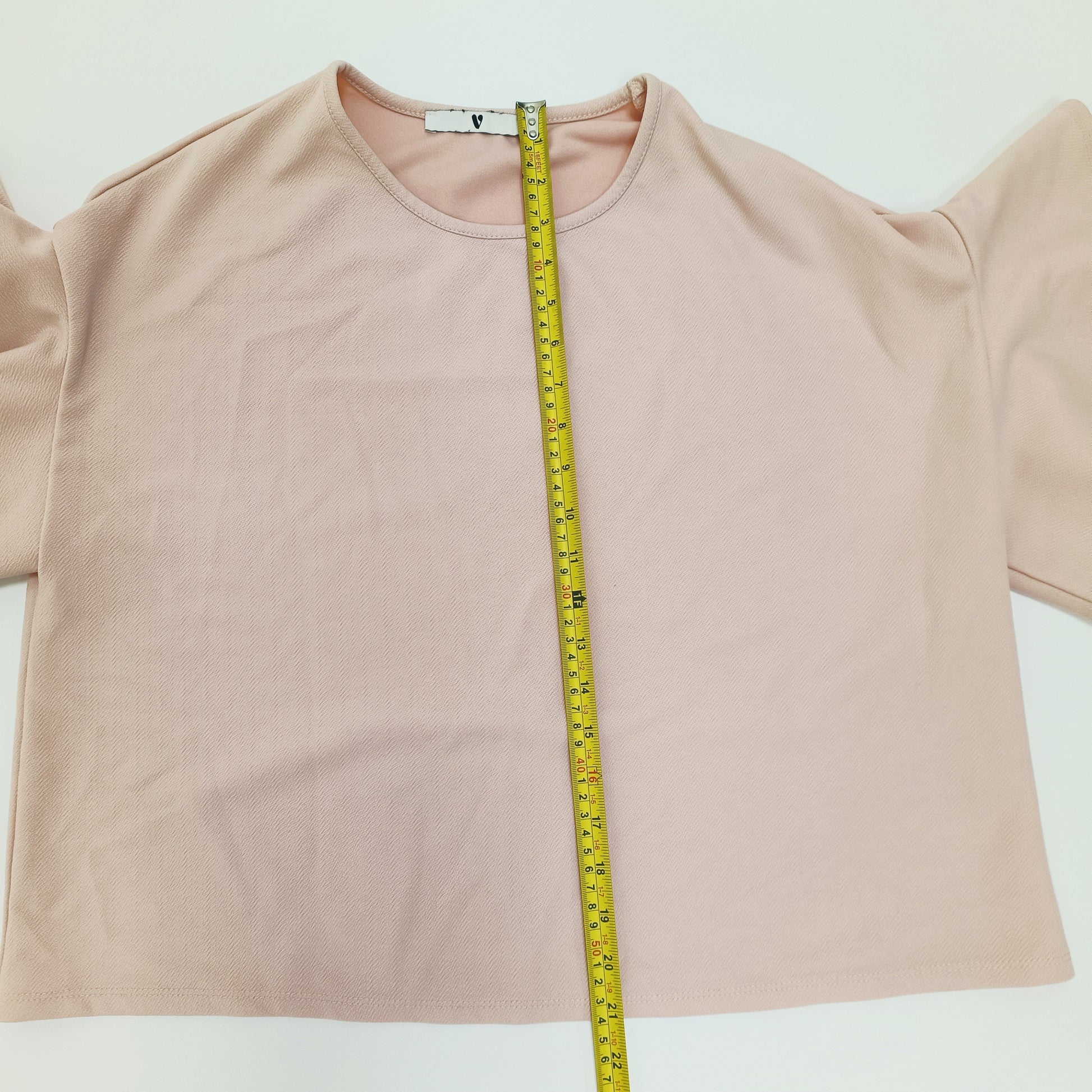 Baby Pink Flared Sleeve Boxy Fit Top Size Large | Preloved