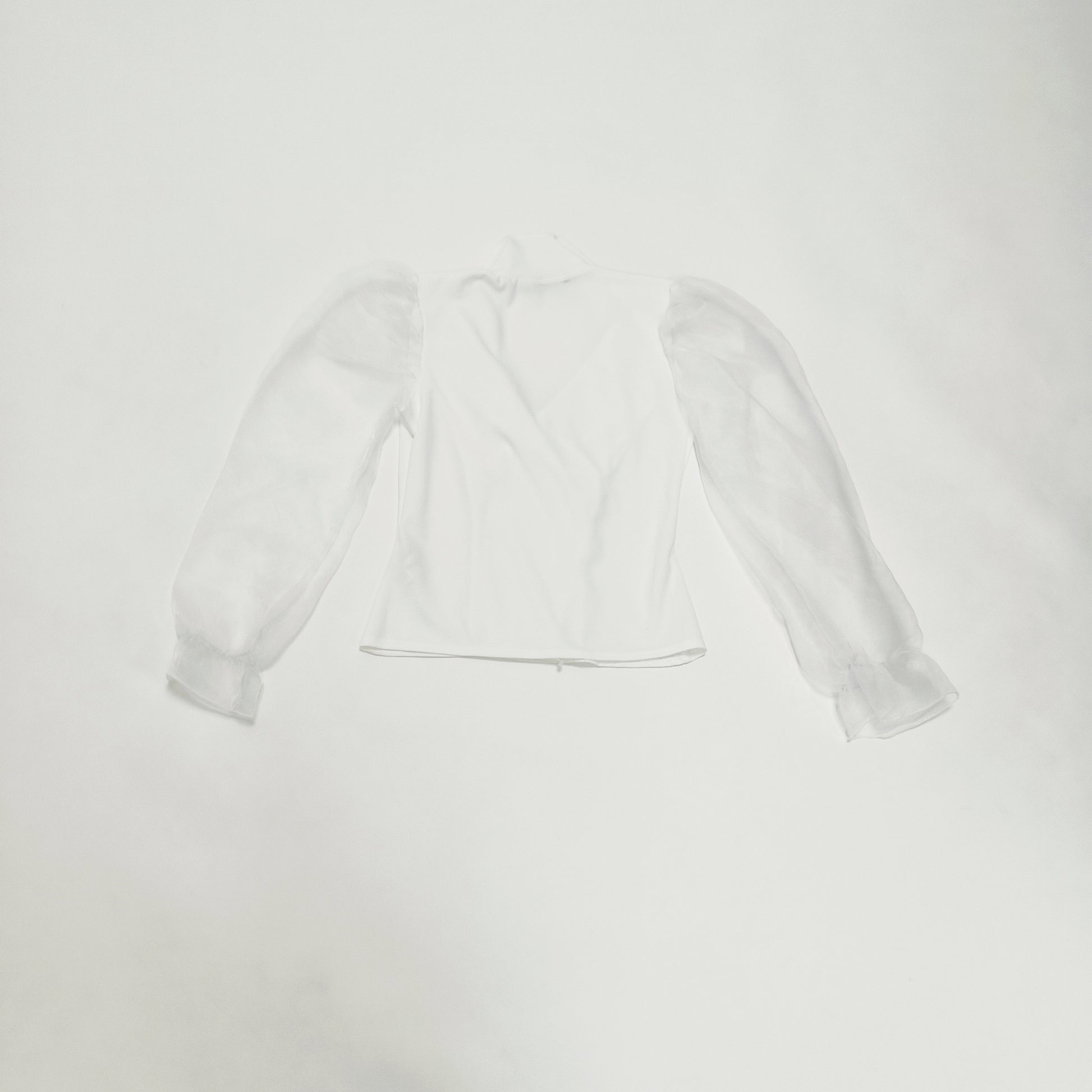 White Mesh Sleeve Blazer Style Top Size Medium | Preloved
