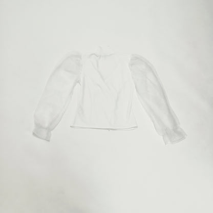 White Mesh Sleeve Blazer Style Top Size Medium | Preloved