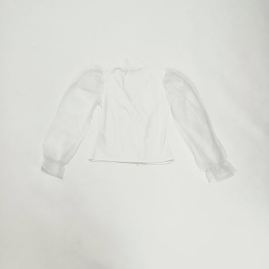 White Mesh Sleeve Blazer Style Top Size Medium | Preloved