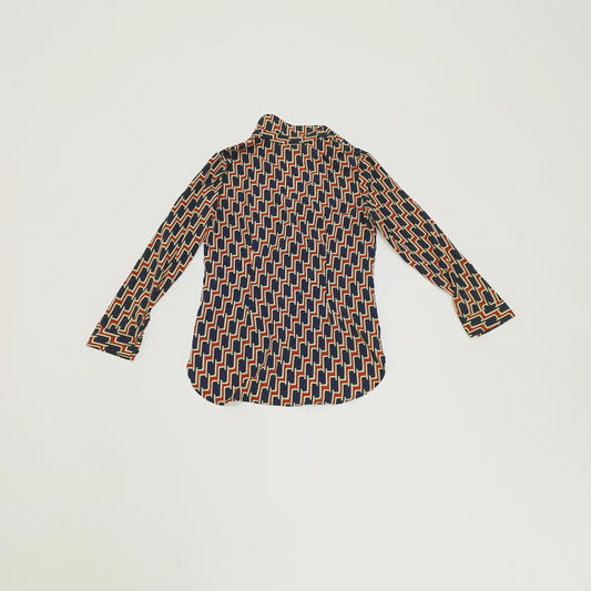 Black & Red Geometric Print Fitted Womens Shirt Size Small | Preloved