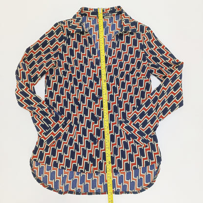Black & Red Geometric Print Fitted Womens Shirt Size Small | Preloved