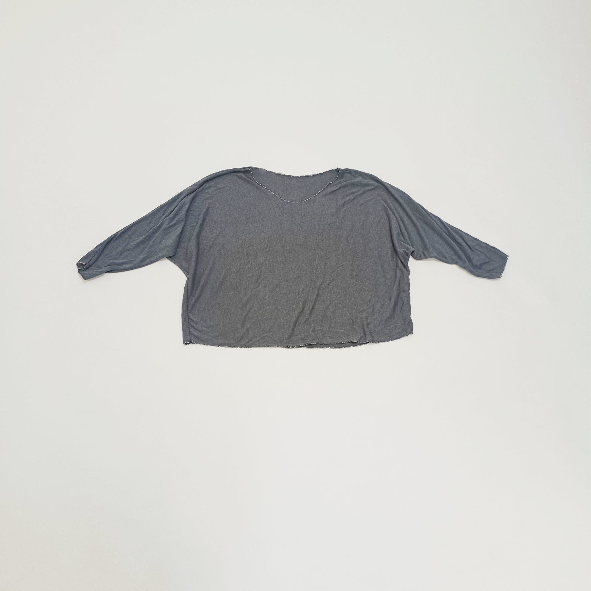 Grey Metallic Edged Scoop Neck Top Size Small | Preloved