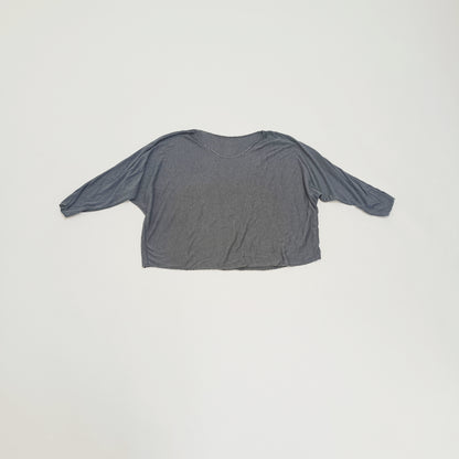 Grey Metallic Edged Scoop Neck Top Size Small | Preloved
