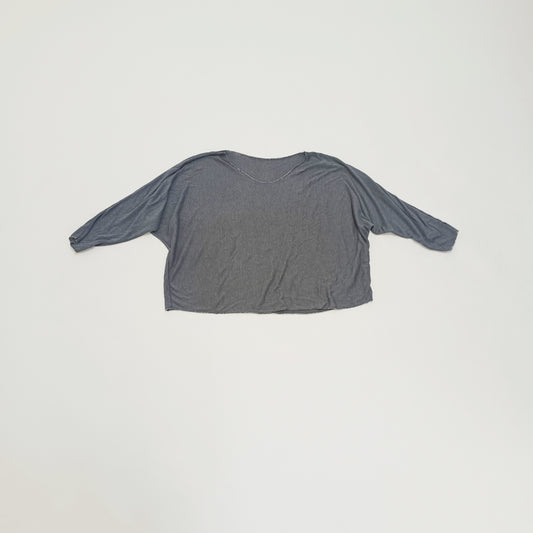 Grey Metallic Edged Scoop Neck Top Size Small | Preloved