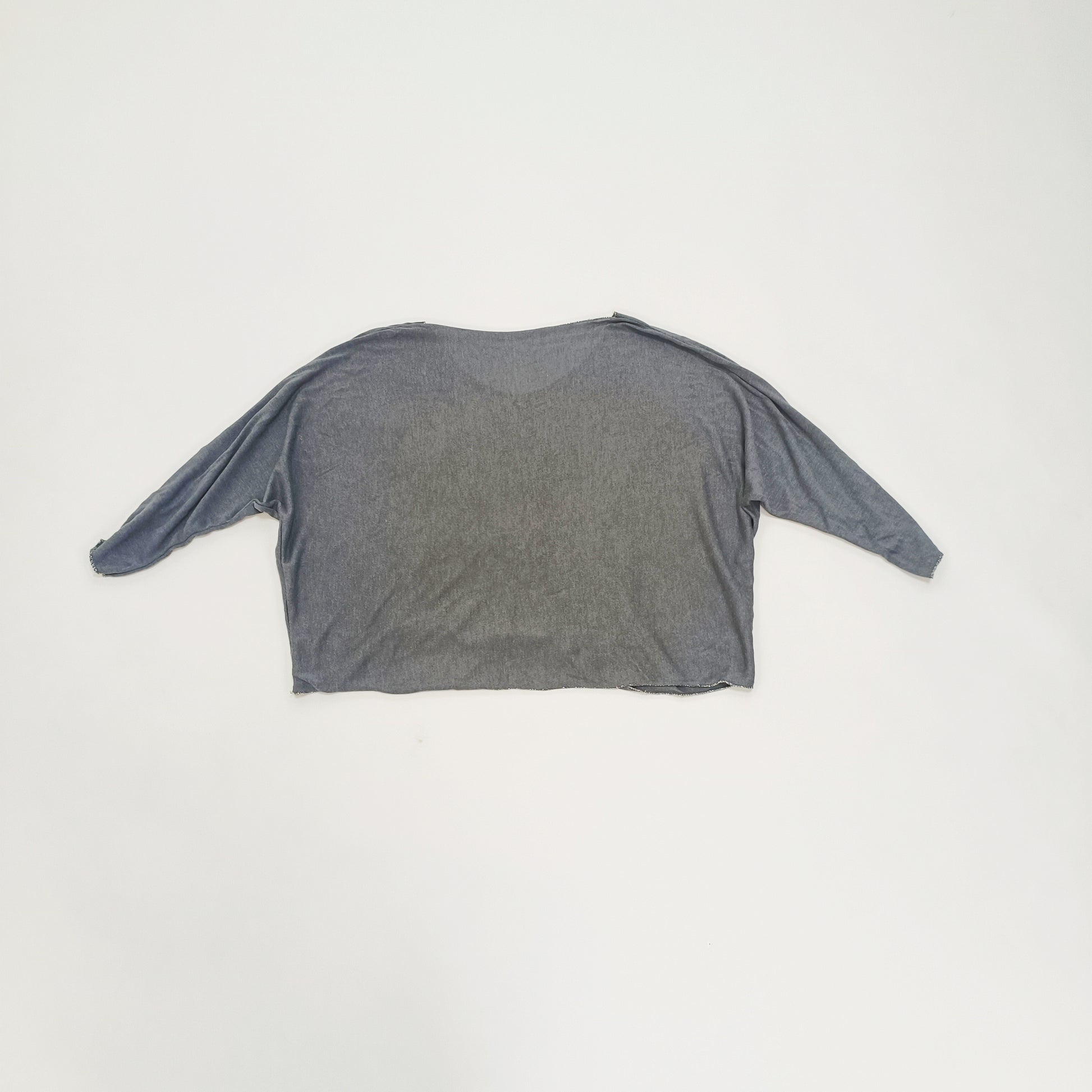 Grey Metallic Edged Scoop Neck Top Size Small | Preloved