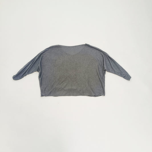 Grey Metallic Edged Scoop Neck Top Size Small | Preloved