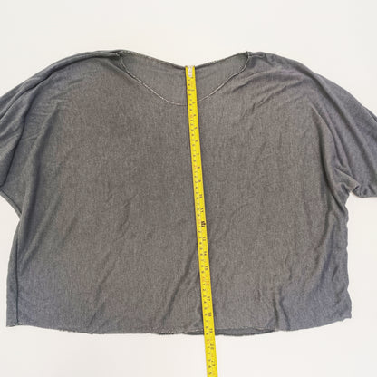 Grey Metallic Edged Scoop Neck Top Size Small | Preloved