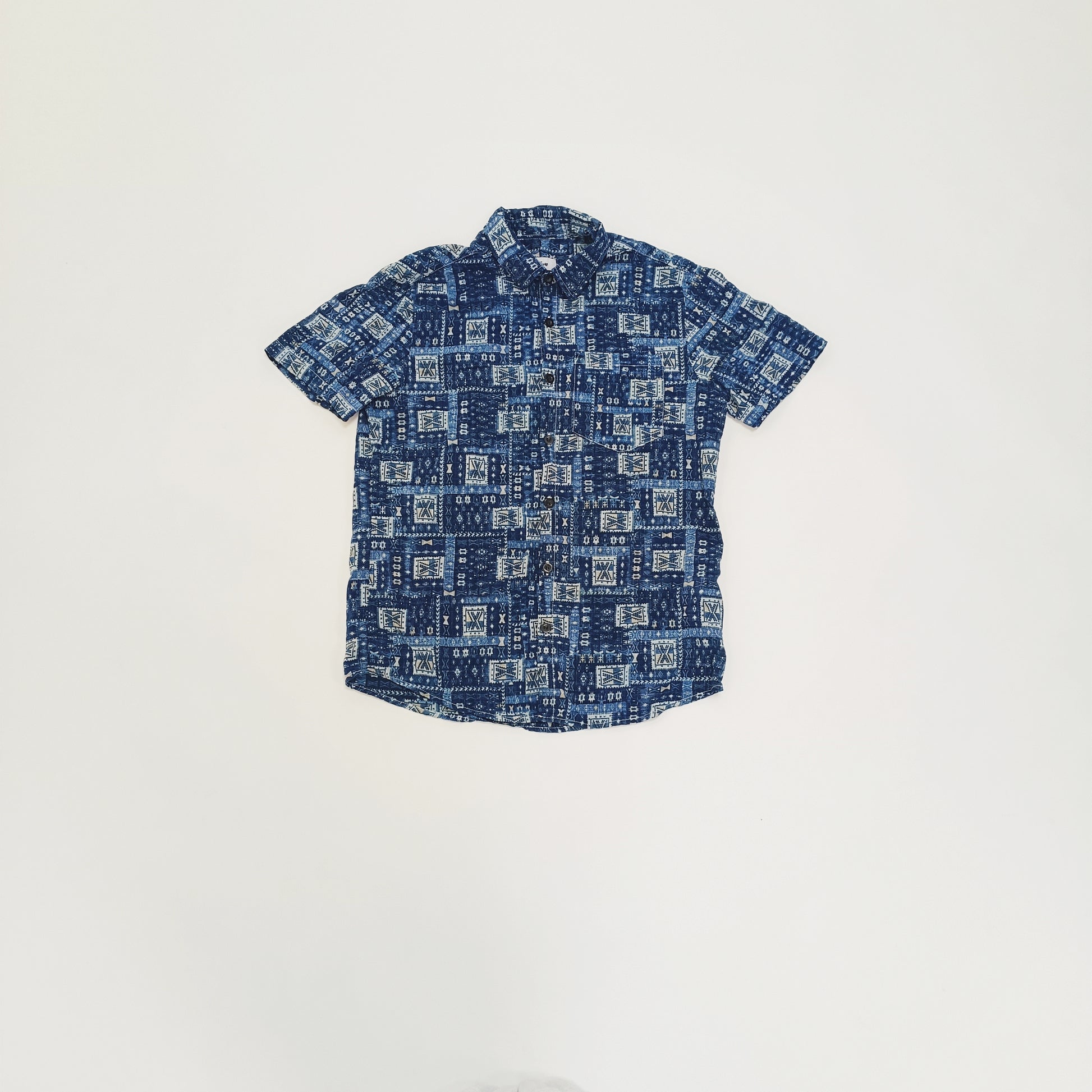 Blue Abstract Print Short Sleeve Shirt Size Small | Preloved
