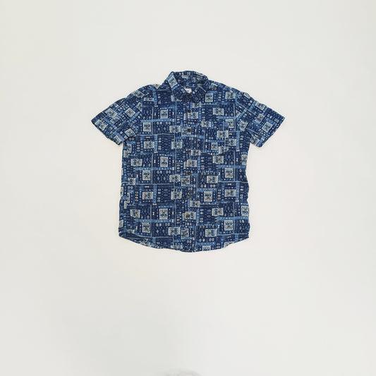Blue Abstract Print Short Sleeve Shirt Size Small | Preloved