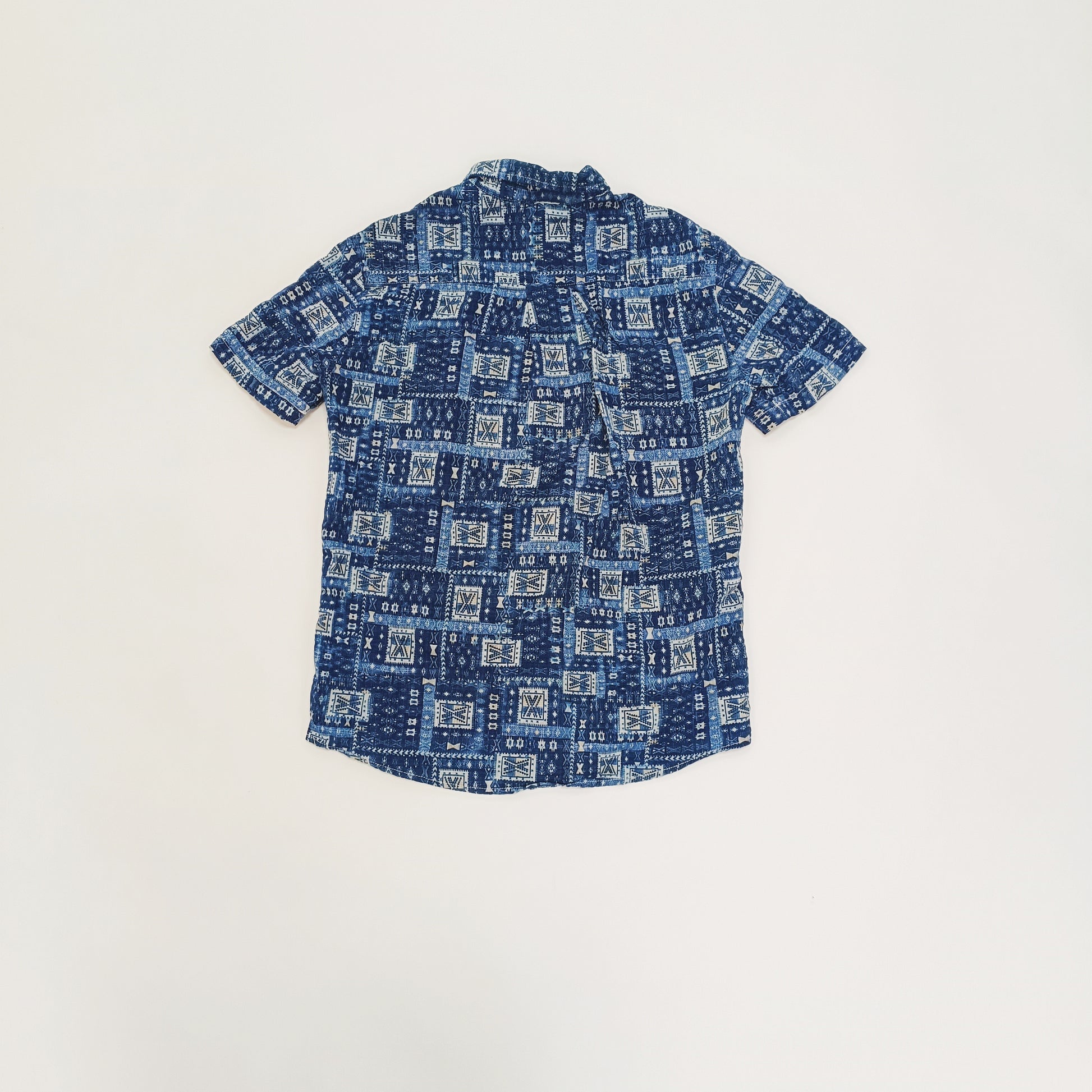 Blue Abstract Print Short Sleeve Shirt Size Small | Preloved