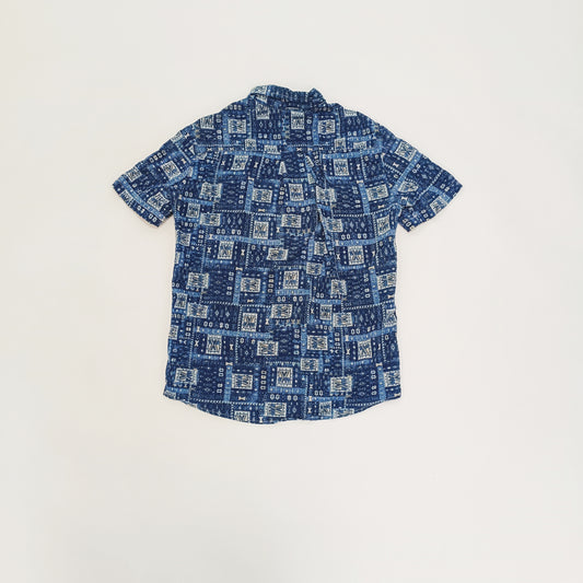 Blue Abstract Print Short Sleeve Shirt Size Small | Preloved