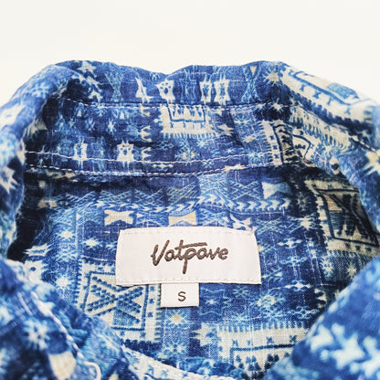 Blue Abstract Print Short Sleeve Shirt Size Small | Preloved