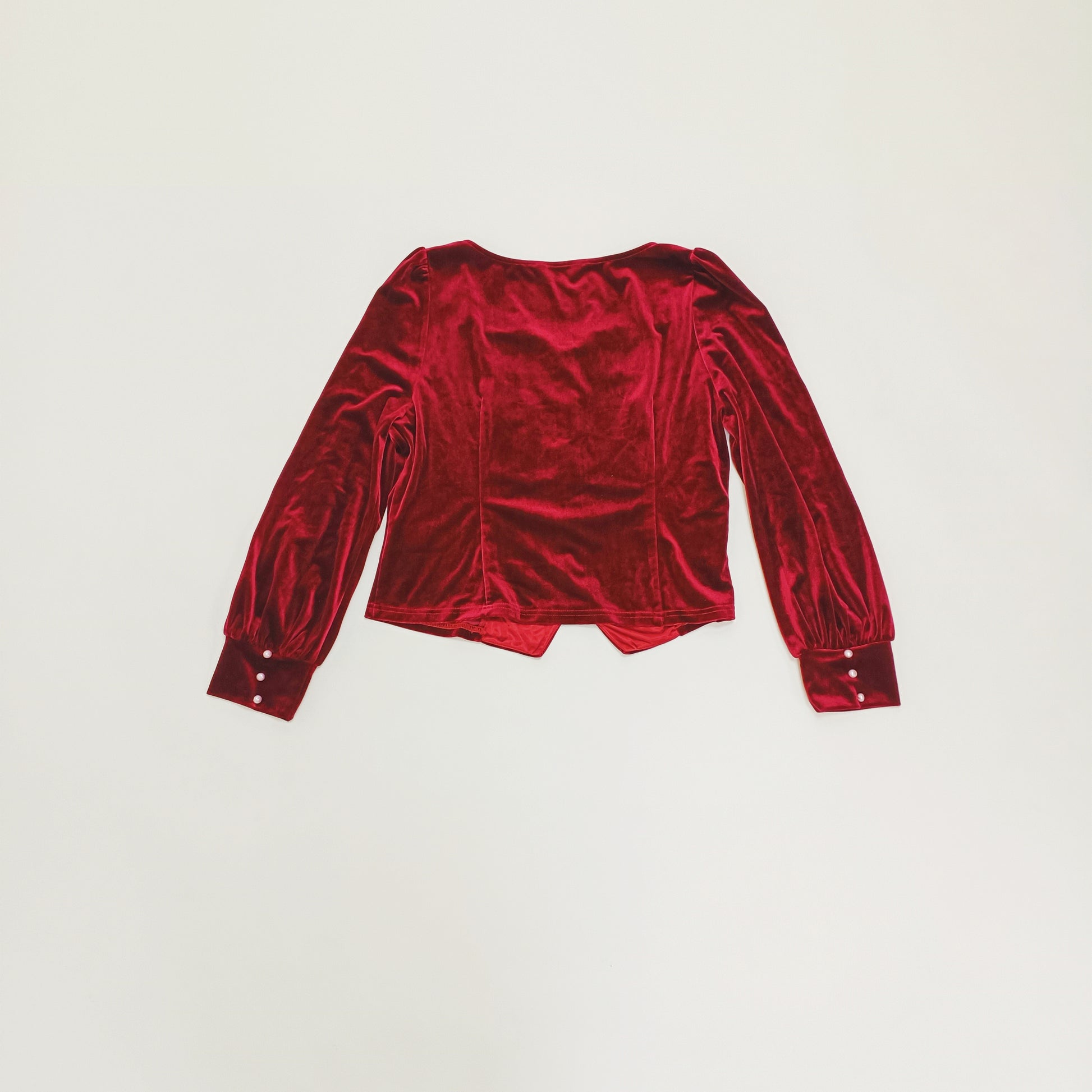 Red Velvet Corset Style Long Sleeve Top Size Extra Large | Preloved