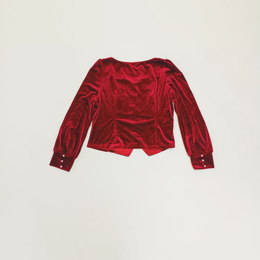 Red Velvet Corset Style Long Sleeve Top Size Extra Large | Preloved