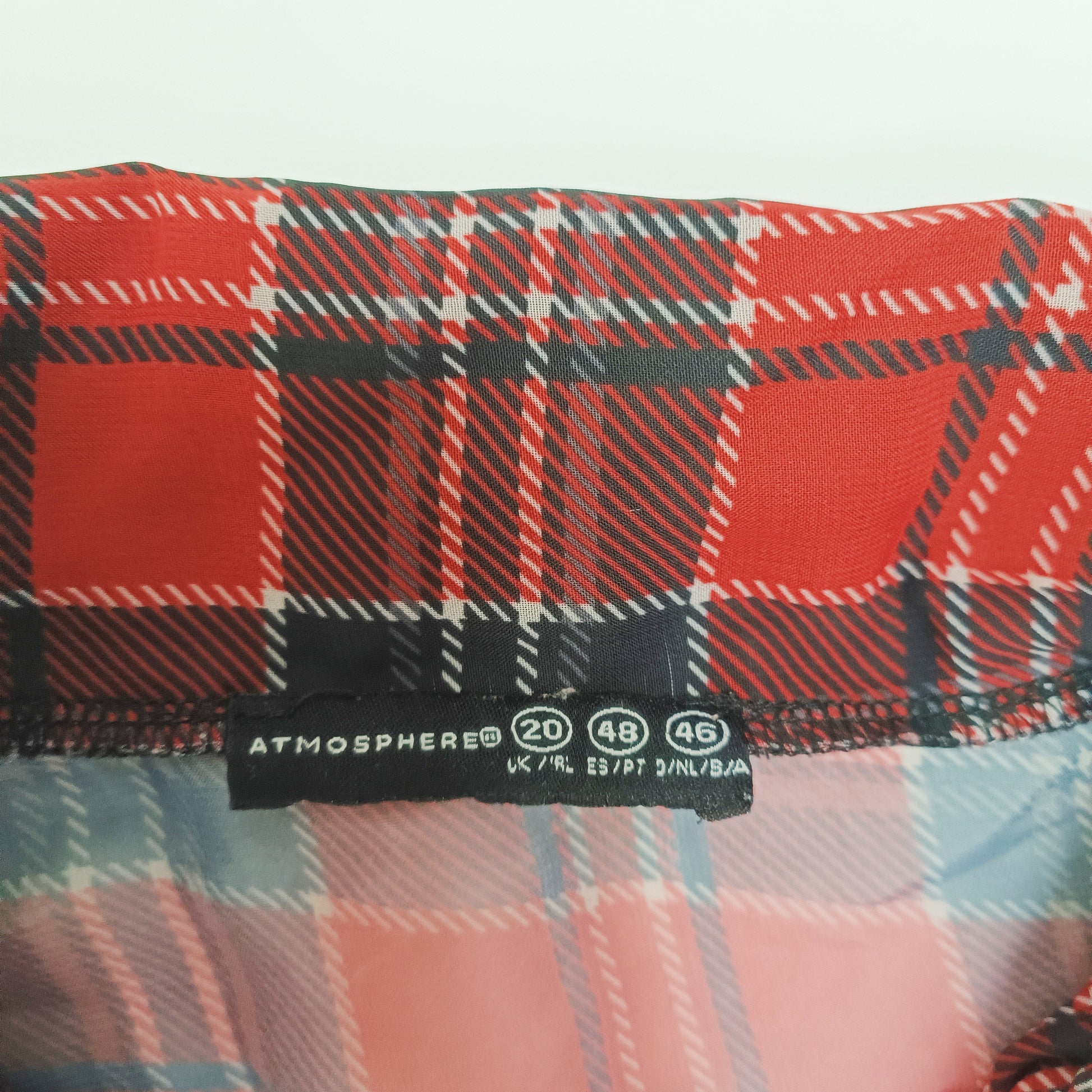 Red Tartan Checked Sleeveless Peplum Mesh Shirt Size Extra Large | Preloved