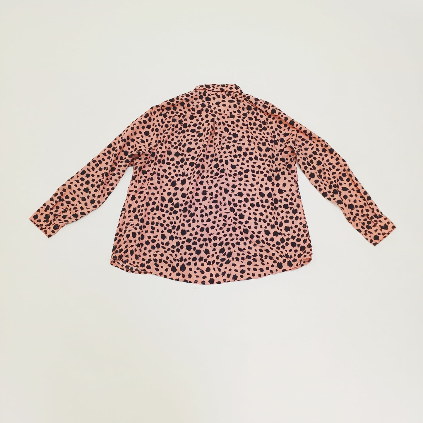 Pink Animal Print Long Sleeve Button Up Womens Shirt Size Extra Large | Preloved