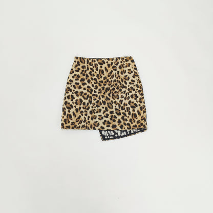 Leopard Print Wrap Style Mini Skirt Size Small | Preloved