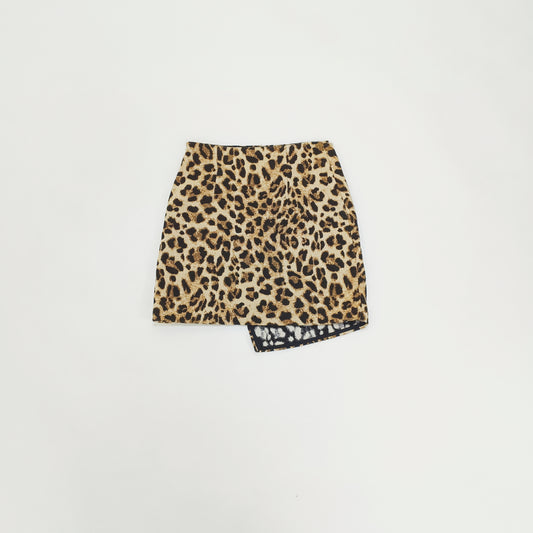 Leopard Print Wrap Style Mini Skirt Size Small | Preloved