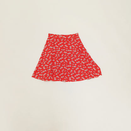 Red Floral Print Flared Mini Skirt Size Extra Small | Preloved