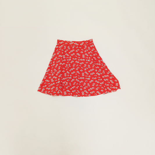 Red Floral Print Flared Mini Skirt Size Extra Small | Preloved