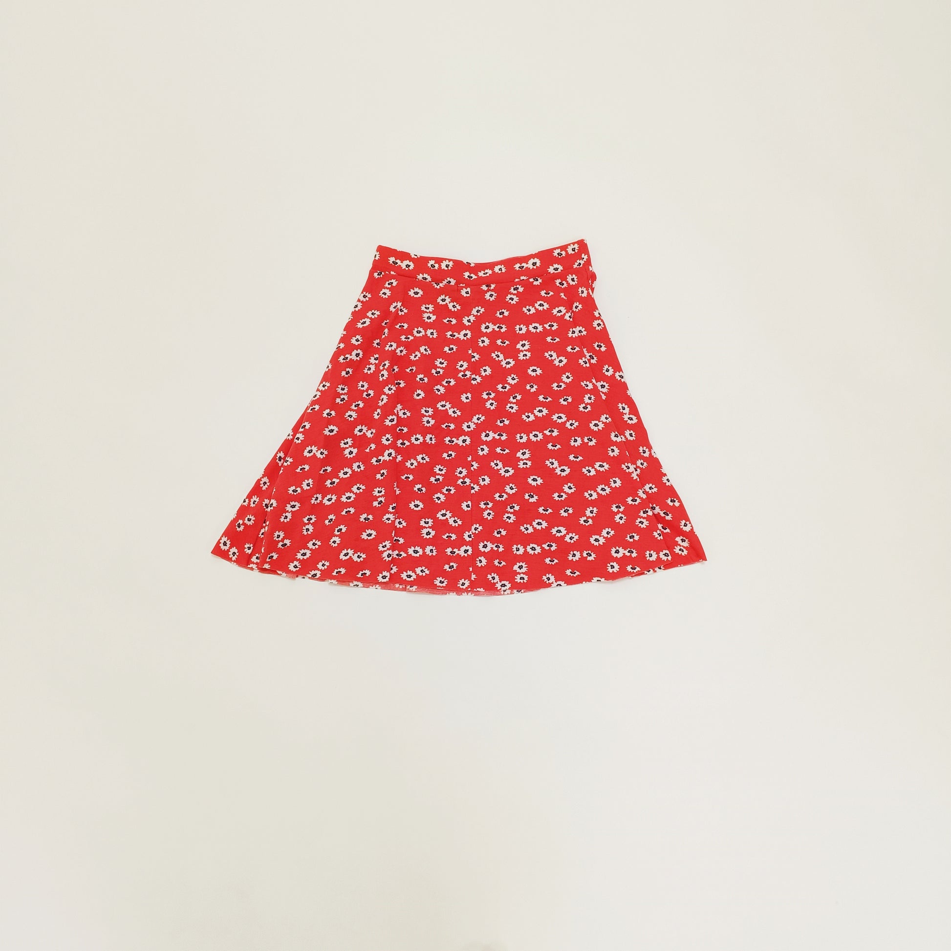 Red Floral Print Flared Mini Skirt Size Extra Small | Preloved