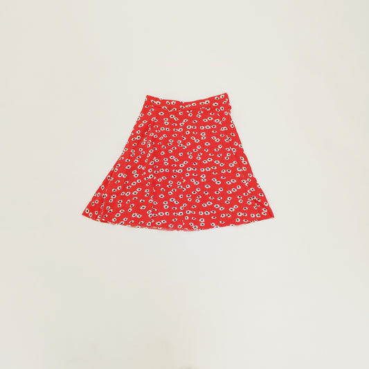 Red Floral Print Flared Mini Skirt Size Extra Small | Preloved