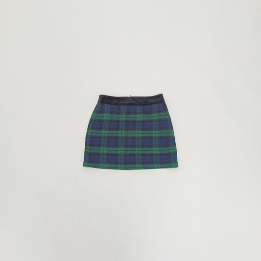 Green Tartan Print Wool Felt Skirt Size Extra Small | Preloved