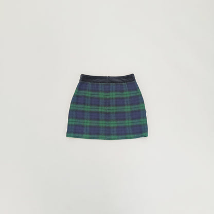 Green Tartan Print Wool Felt Skirt Size Extra Small | Preloved