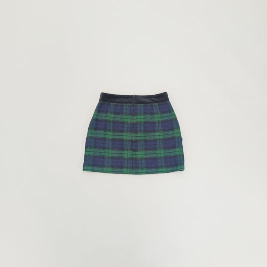 Green Tartan Print Wool Felt Skirt Size Extra Small | Preloved