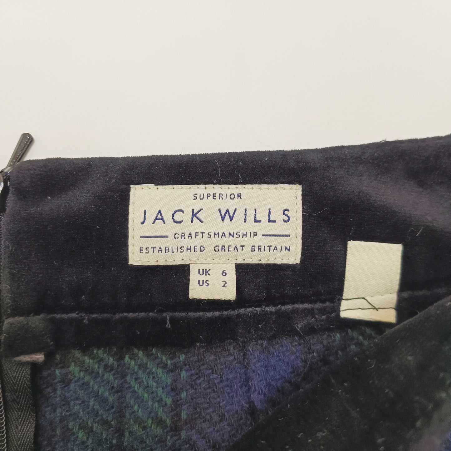 Green Tartan Print Wool Felt Skirt Size Extra Small | Preloved