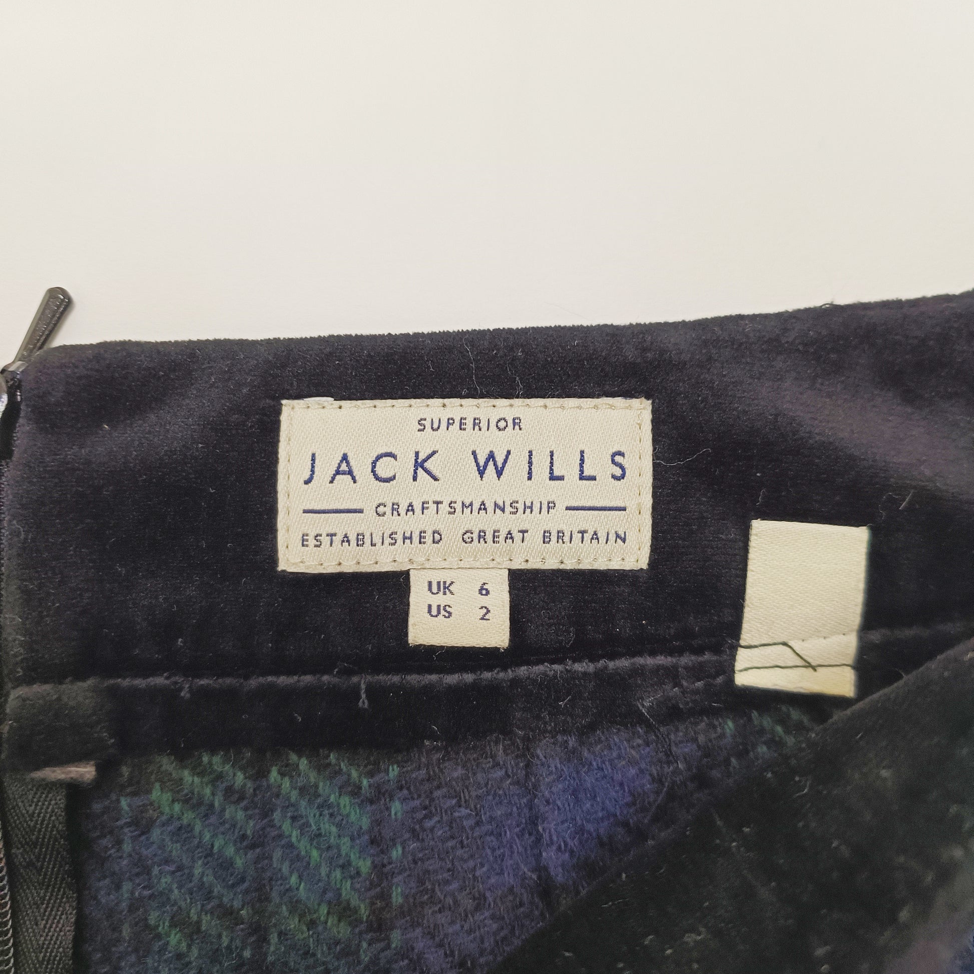 Green Tartan Print Wool Felt Skirt Size Extra Small | Preloved