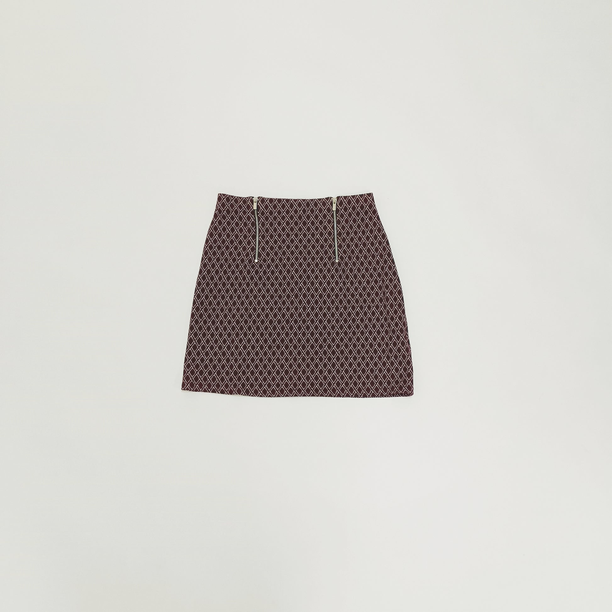 Red Geometric Print Zip Detail Mini A Line Skirt Size Extra Small | Preloved