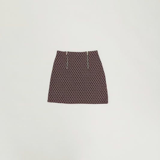 Red Geometric Print Zip Detail Mini A Line Skirt Size Extra Small | Preloved