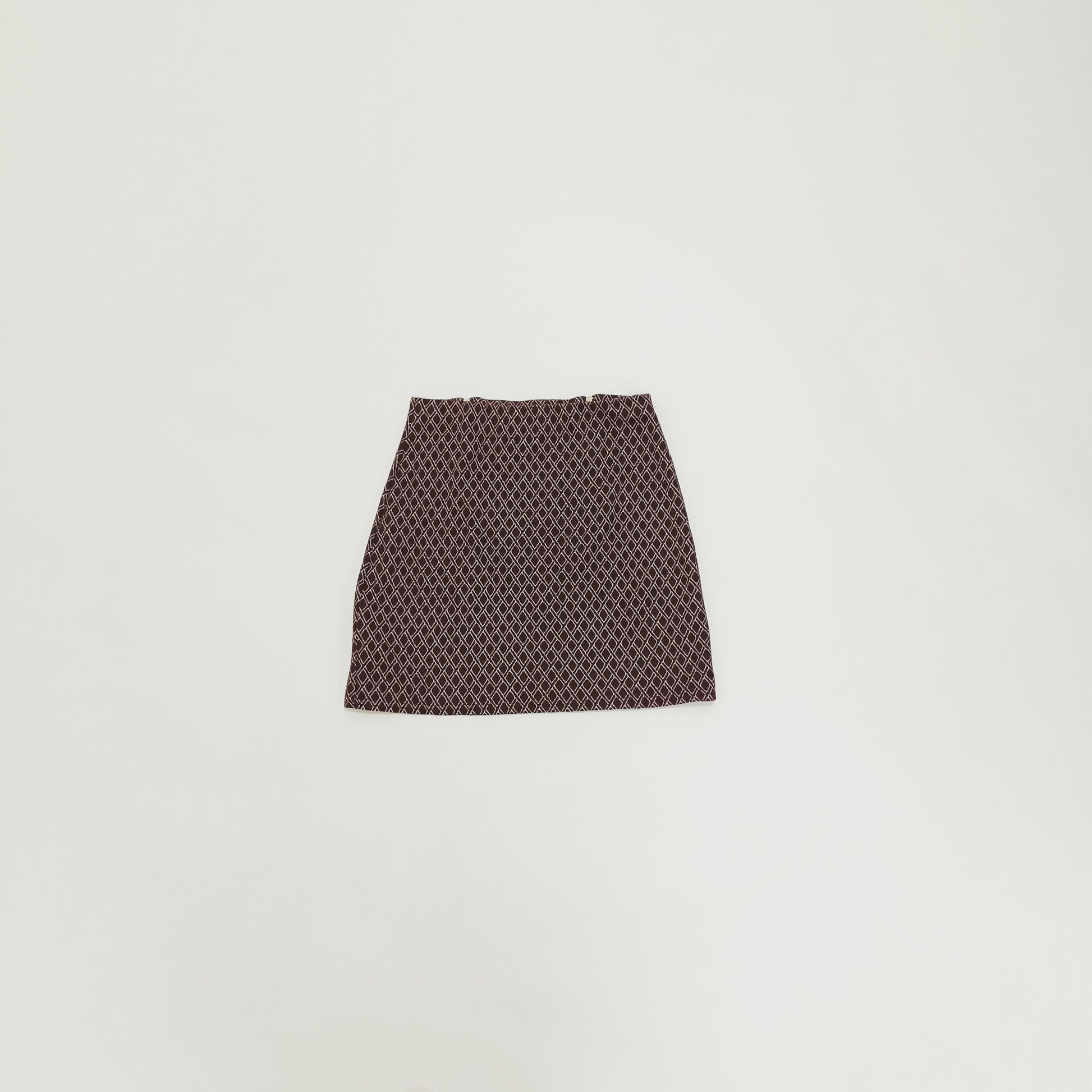 Red Geometric Print Zip Detail Mini A Line Skirt Size Extra Small | Preloved