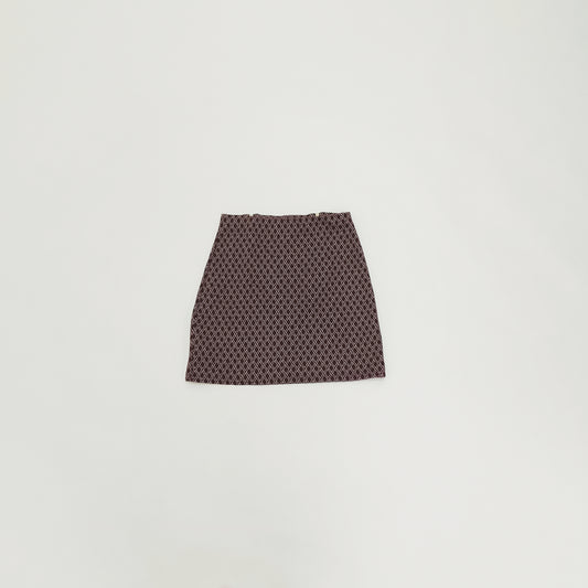 Red Geometric Print Zip Detail Mini A Line Skirt Size Extra Small | Preloved