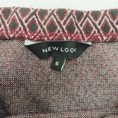 Red Geometric Print Zip Detail Mini A Line Skirt Size Extra Small | Preloved