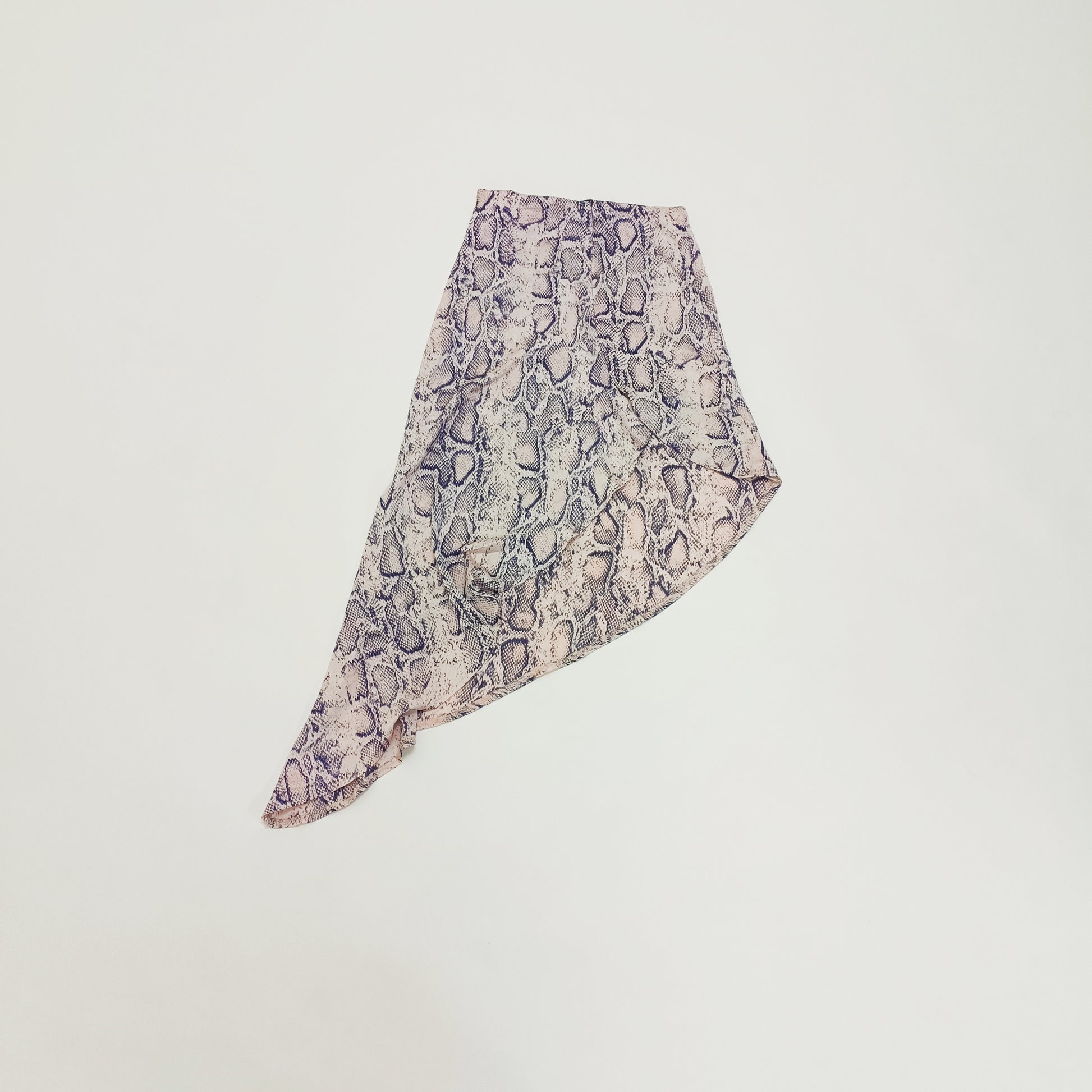 Pink Snakeskin Asymmetrical Midi Skirt Size Extra Small | Preloved