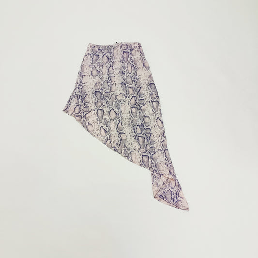Pink Snakeskin Asymmetrical Midi Skirt Size Extra Small | Preloved