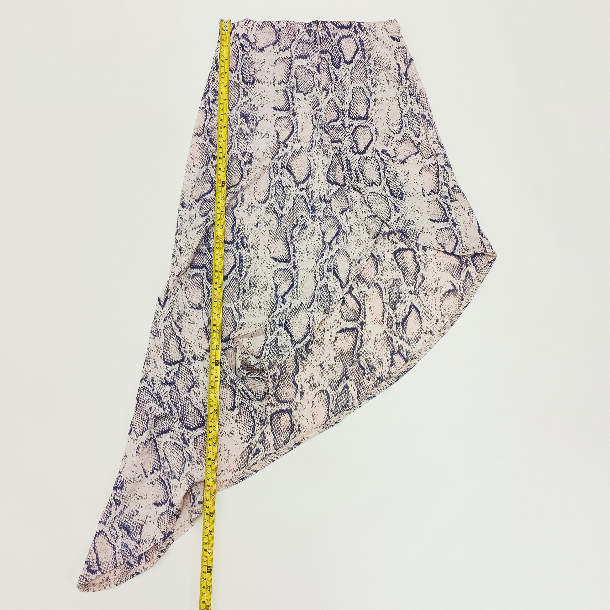 Pink Snakeskin Asymmetrical Midi Skirt Size Extra Small | Preloved