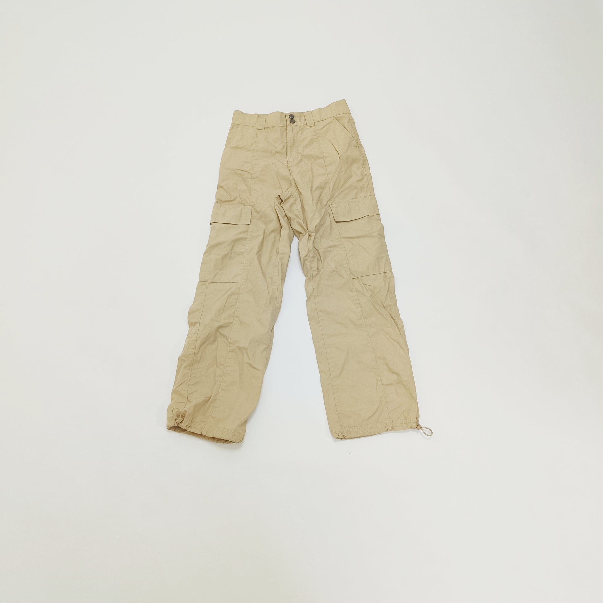 Beige High Waist Cargo Pants With Ankle Toggles Size Small | Preloved