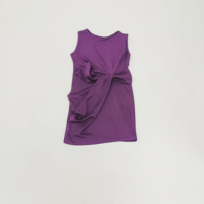 Dark Purple Wrap Detail Midi Occasion Dress Size Large | Preloved