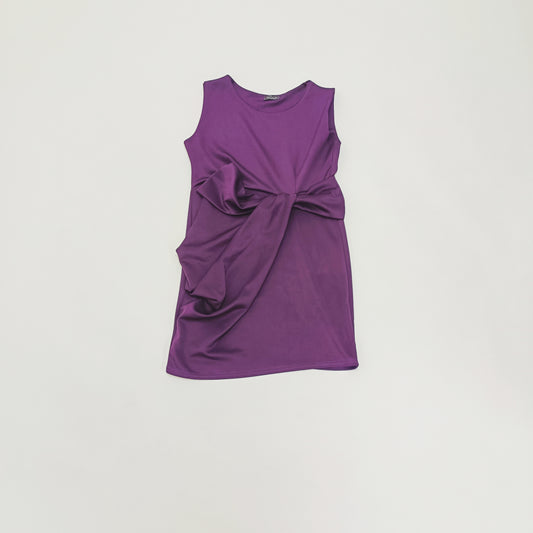 Dark Purple Wrap Detail Midi Occasion Dress Size Large | Preloved