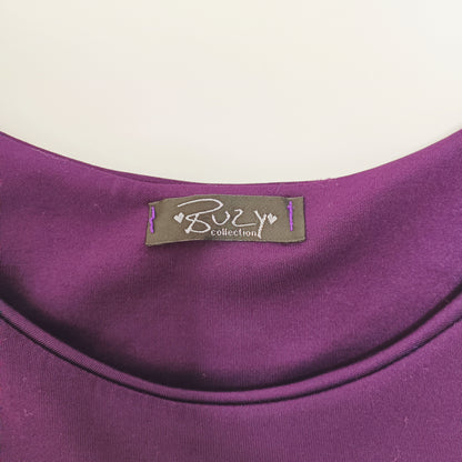 Dark Purple Wrap Detail Midi Occasion Dress Size Large | Preloved