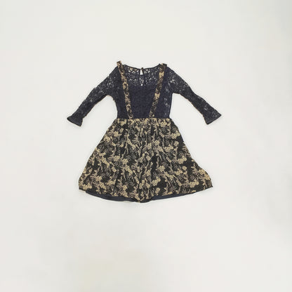 Brown Floral Lace Mix Mini Dress Size Small | Preloved