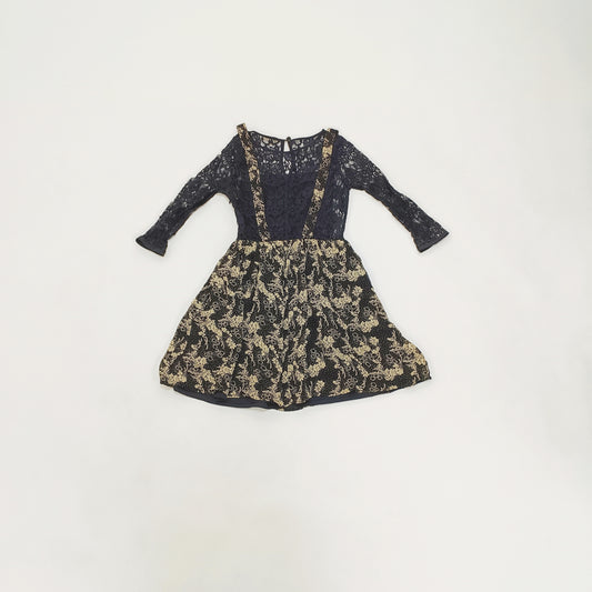 Brown Floral Lace Mix Mini Dress Size Small | Preloved